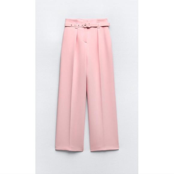 Zara Wide Leg Belted Pants Pink - Picture 4 of 13